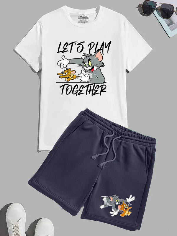 LETS PLAY White T-Shirt & Short Combo