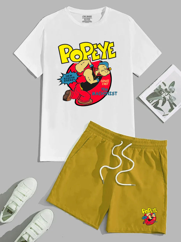 Popeye White T-Shirt & Short Combo