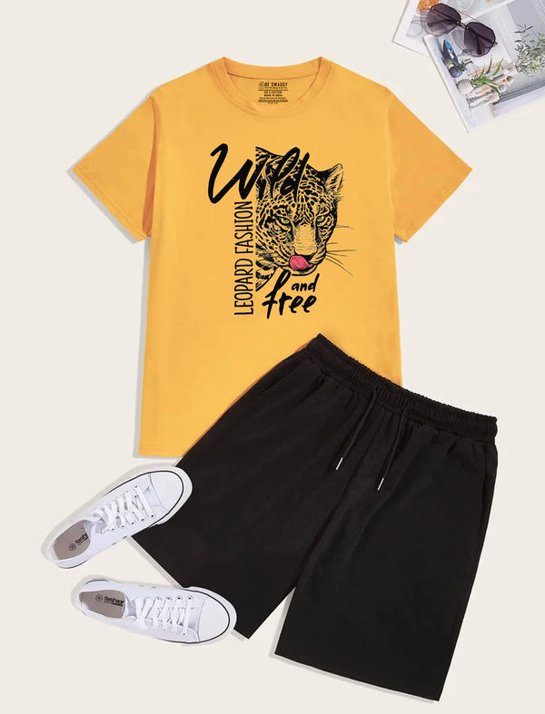 Leopard Mustard T-Shirt & Short Combo