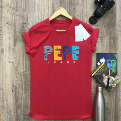 PEPE JEANS Red Men's Cotton T-Shirt