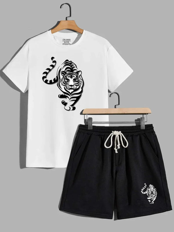 Tiger White T-Shirt & Short Combo
