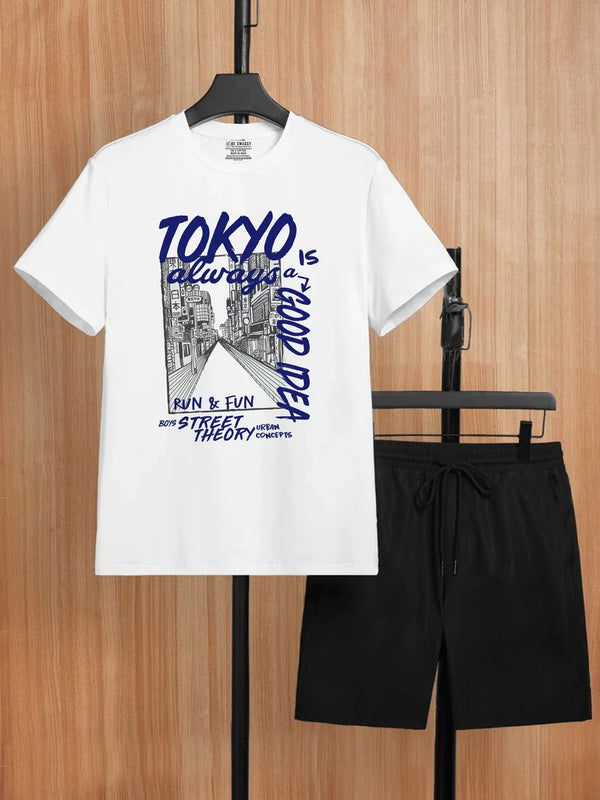 TOKYO White T-Shirt & Short Combo
