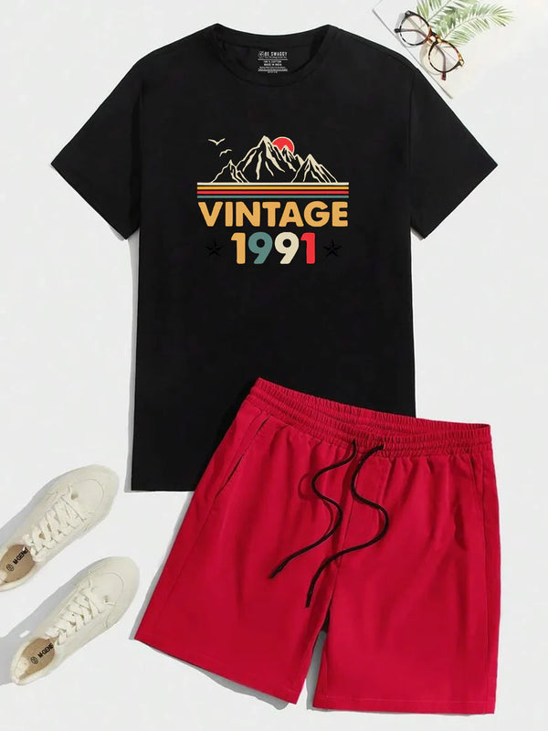 VINTAGE 1991 Black T-Shirt & Short Combo